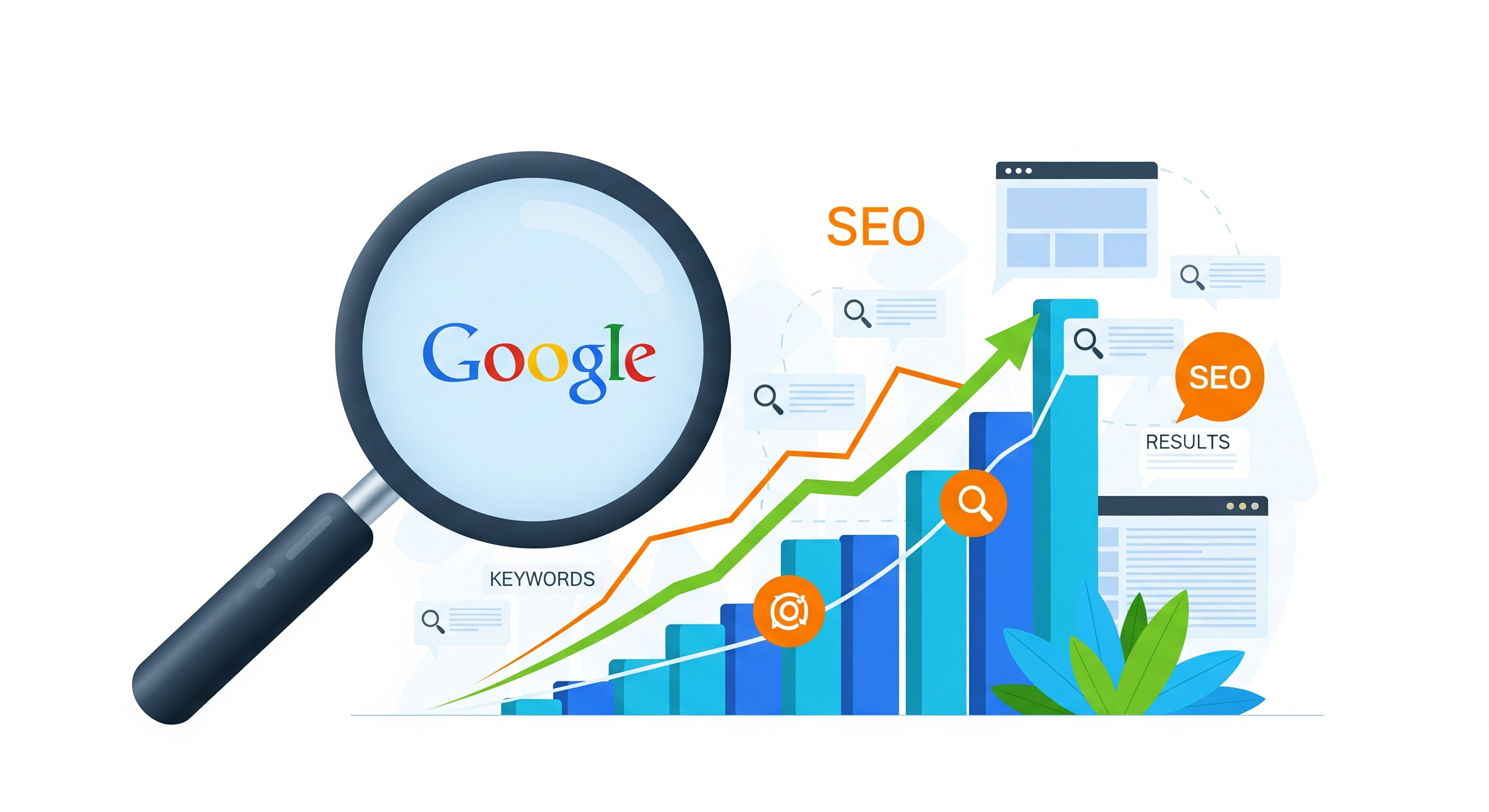 איור בנושא SEO וגוגל